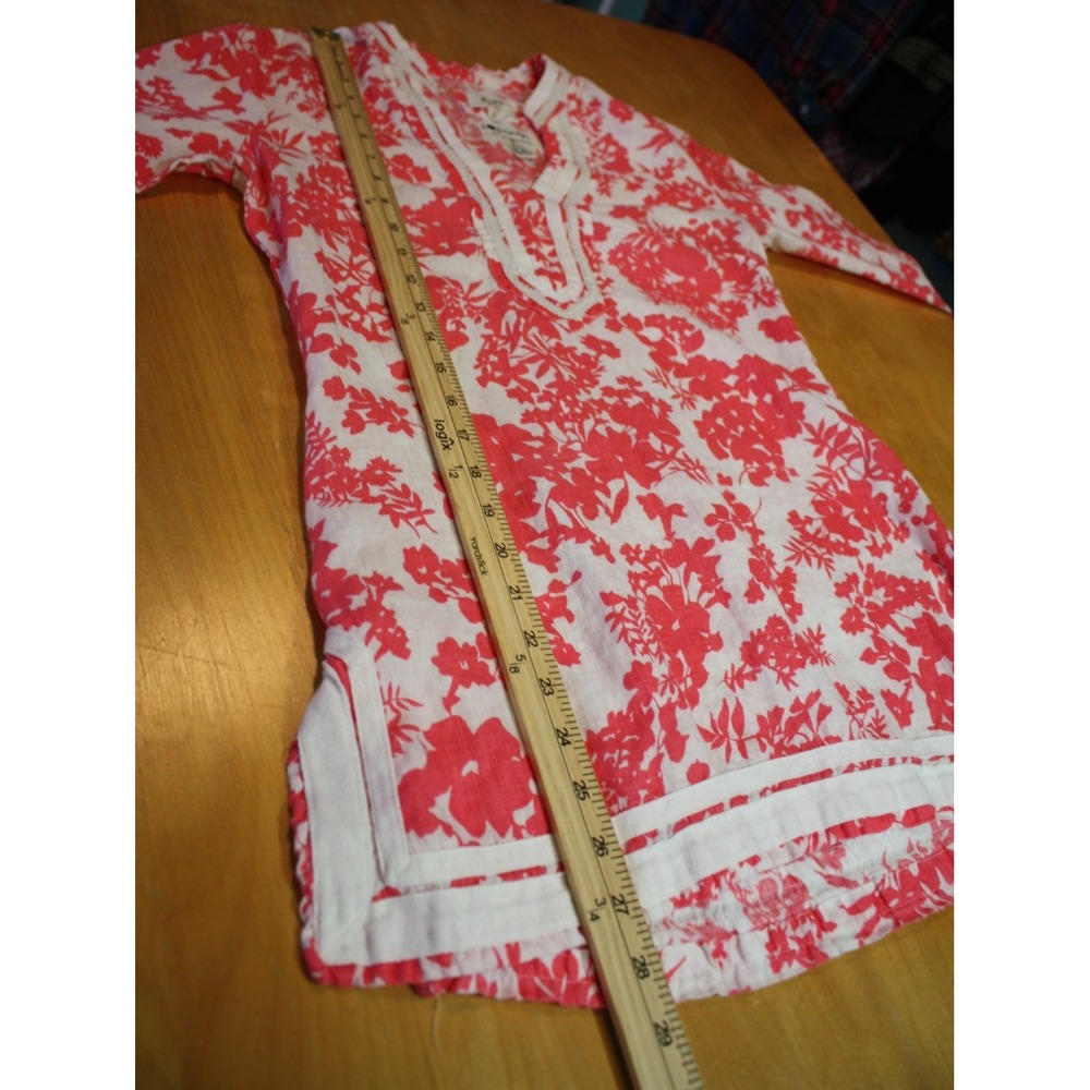 Malvin I Love Linen Blouse Womens Size Small Pink White Mandarin Trim Detail Top - Picture 12 of 15